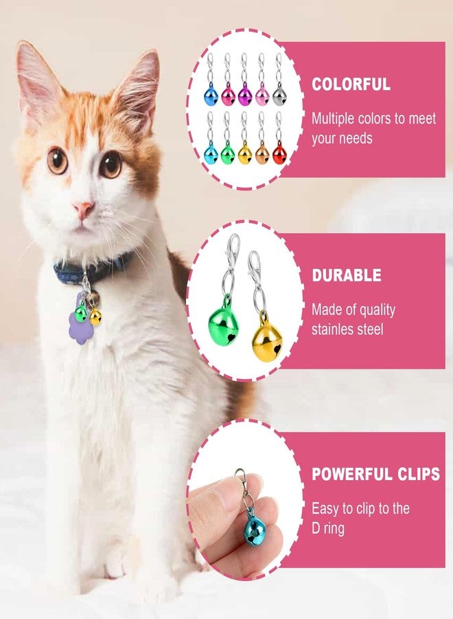 COMNICO 20 pcs Pet Bells for Dog Cat Collar, Metal Round Collar Charms Clear Crisp Sound with Clasps, Kitten Small Animal Pendant Accessories, Christmas Decoration Bell(Colourful) (10) - Image 3